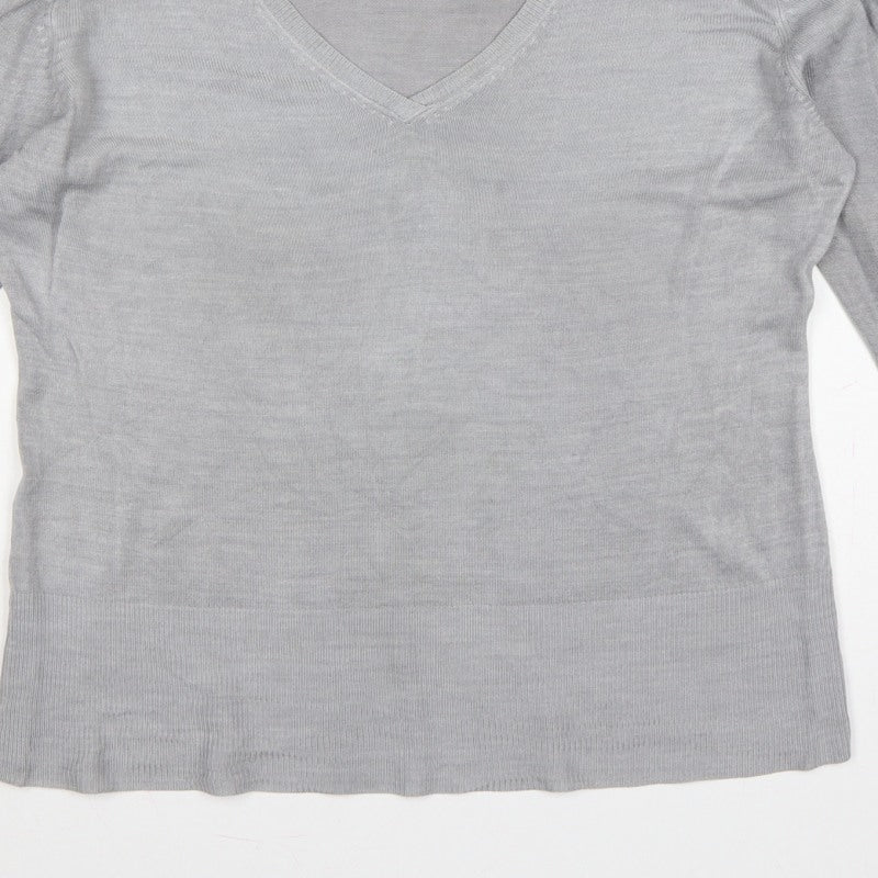 Debenhams Petite Collection Women Grey V-Neck Jumper UK 16 Petite