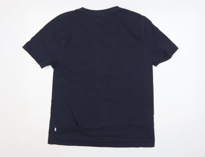 Wax London Men's Blue M Classic Crew Neck Cotton T-Shirt