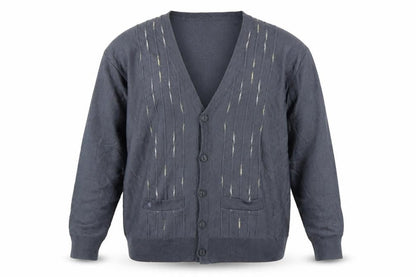 Gabicci Men’s Grey 2XL Wool Blend V-Neck Button Cardigan Knit