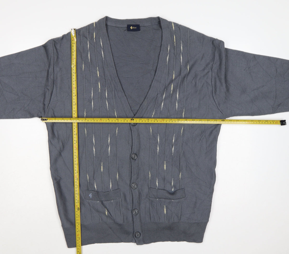 Gabicci Men’s Grey 2XL Wool Blend V-Neck Button Cardigan Knit