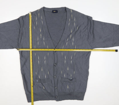 Gabicci Men’s Grey 2XL Wool Blend V-Neck Button Cardigan Knit