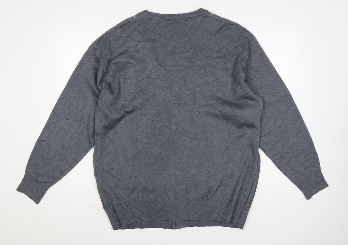 Gabicci Men’s Grey 2XL Wool Blend V-Neck Button Cardigan Knit