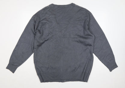 Gabicci Men’s Grey 2XL Wool Blend V-Neck Button Cardigan Knit