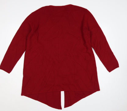 Olsen Collection Women Red UK 18 Merino Wool Blend Knit Tunic Jumper
