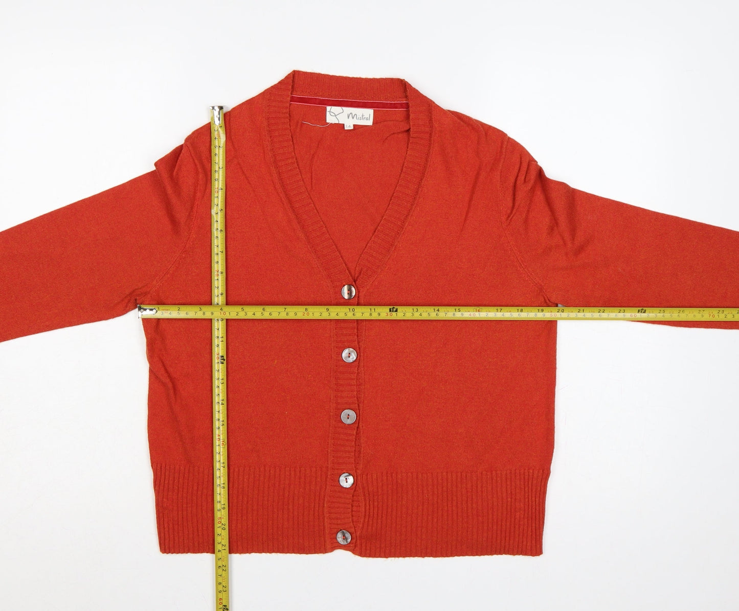 Mistral Women’s Orange Size 14 V-Neck Button Knit Cardigan