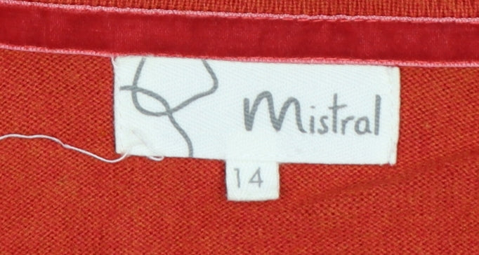 Mistral Women’s Orange Size 14 V-Neck Button Knit Cardigan