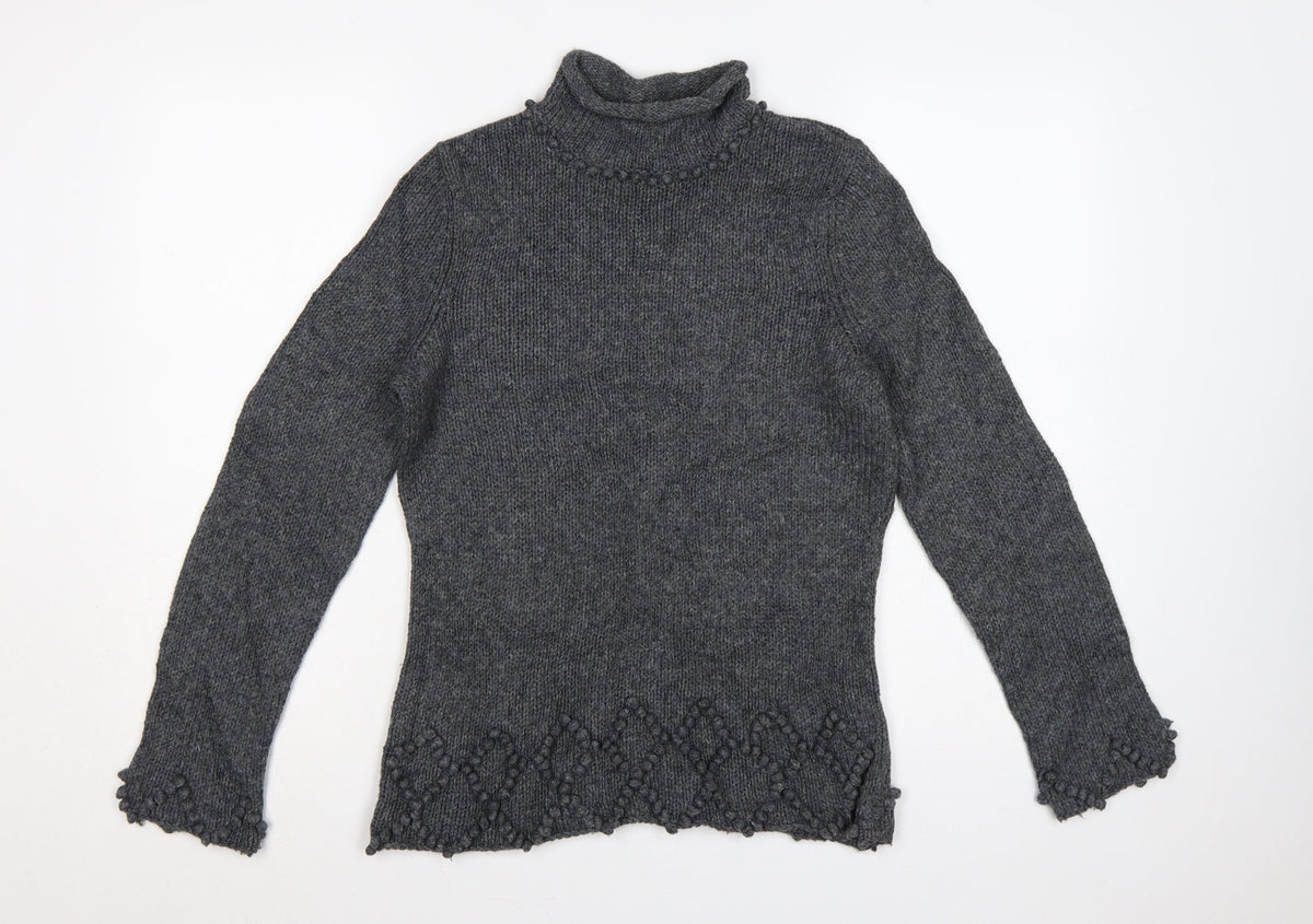 Additional front view of Maine New England Women’s Grey, size UK 10, Roll Neck Knit Jumper
