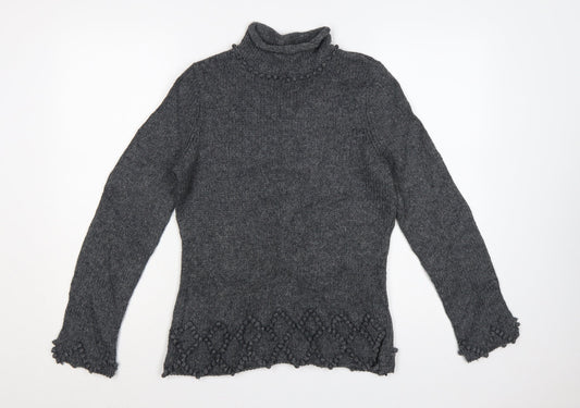 Maine New England Women’s Grey Size 10 Roll Neck Knit Jumper