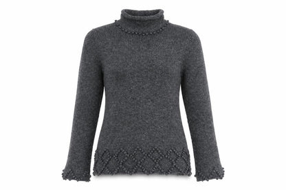 Front view of Maine New England Women’s Grey, size UK 10, Roll Neck Knit Jumper
