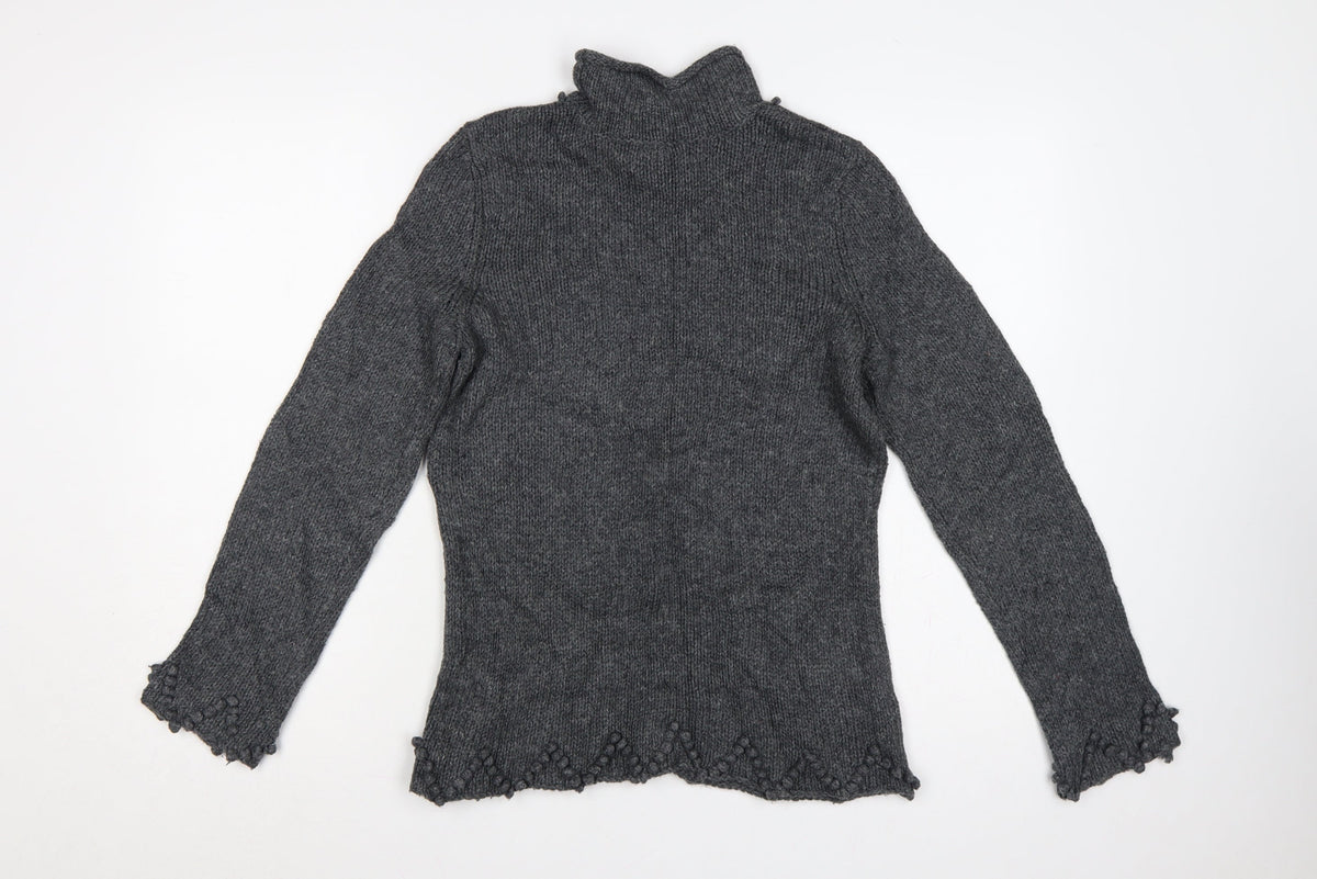 Close-up detail of Maine New England Women’s Grey, size UK 10, Roll Neck Knit Jumper