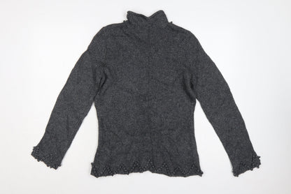 Close-up detail of Maine New England Women’s Grey, size UK 10, Roll Neck Knit Jumper