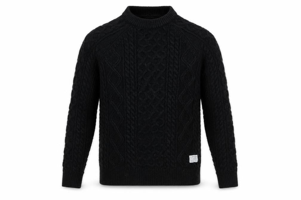 H&M Men Black S Cable Knit Crew Neck Pullover Jumper