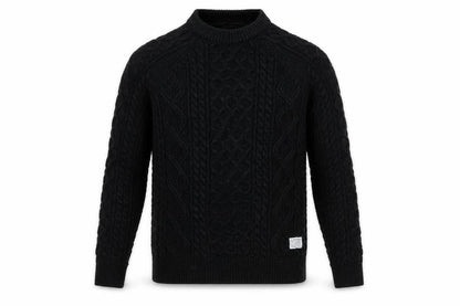 H&M Men Black S Cable Knit Crew Neck Pullover Jumper