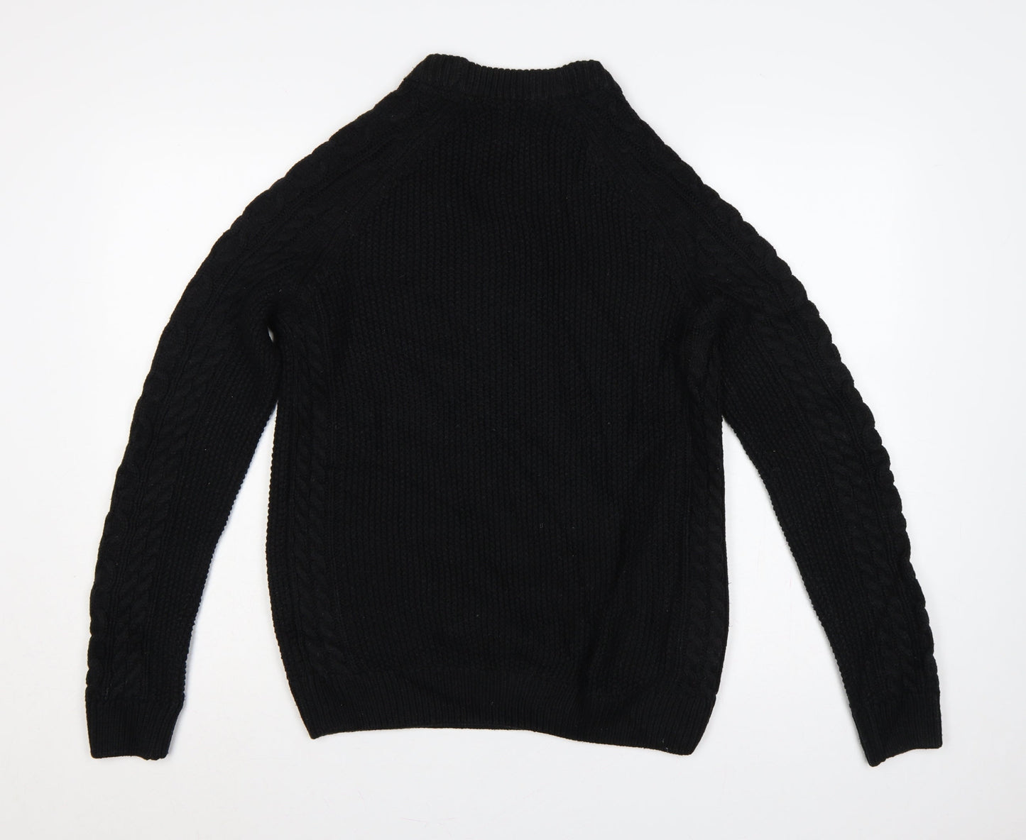 H&M Men Black S Cable Knit Crew Neck Pullover Jumper