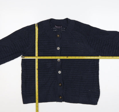 Marks & Spencer Women’s Navy Blue M Open Knit Button Cardigan