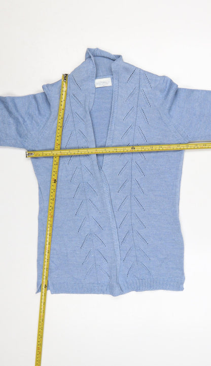 Cotswold Collections Women Blue S Open Knit Merino Wool Cardigan