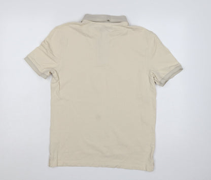Marks and Spencer Men’s Ivory S Striped Cotton Polo Shirt