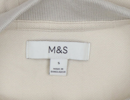 Marks and Spencer Men’s Ivory S Striped Cotton Polo Shirt