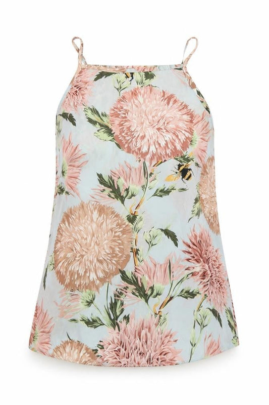 Warehouse Women Blue UK 8 Floral Spaghetti Strap High Neck Camisole Top