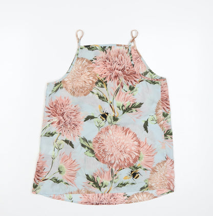 Warehouse Women Blue UK 8 Floral Spaghetti Strap High Neck Camisole Top