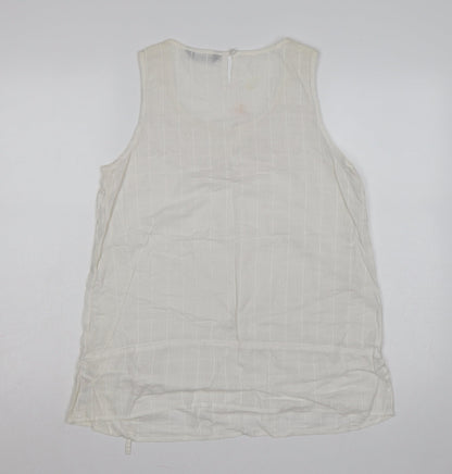 Close-up detail of Dorothy Perkins Women Ivory UK 14 Cotton Beaded Embroidered Camisole Tank