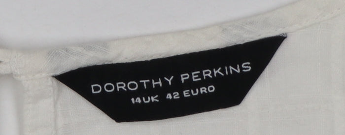 Brand and care label for Dorothy Perkins Women Ivory UK 14 Cotton Beaded Embroidered Camisole Tank