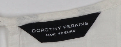Brand and care label for Dorothy Perkins Women Ivory UK 14 Cotton Beaded Embroidered Camisole Tank