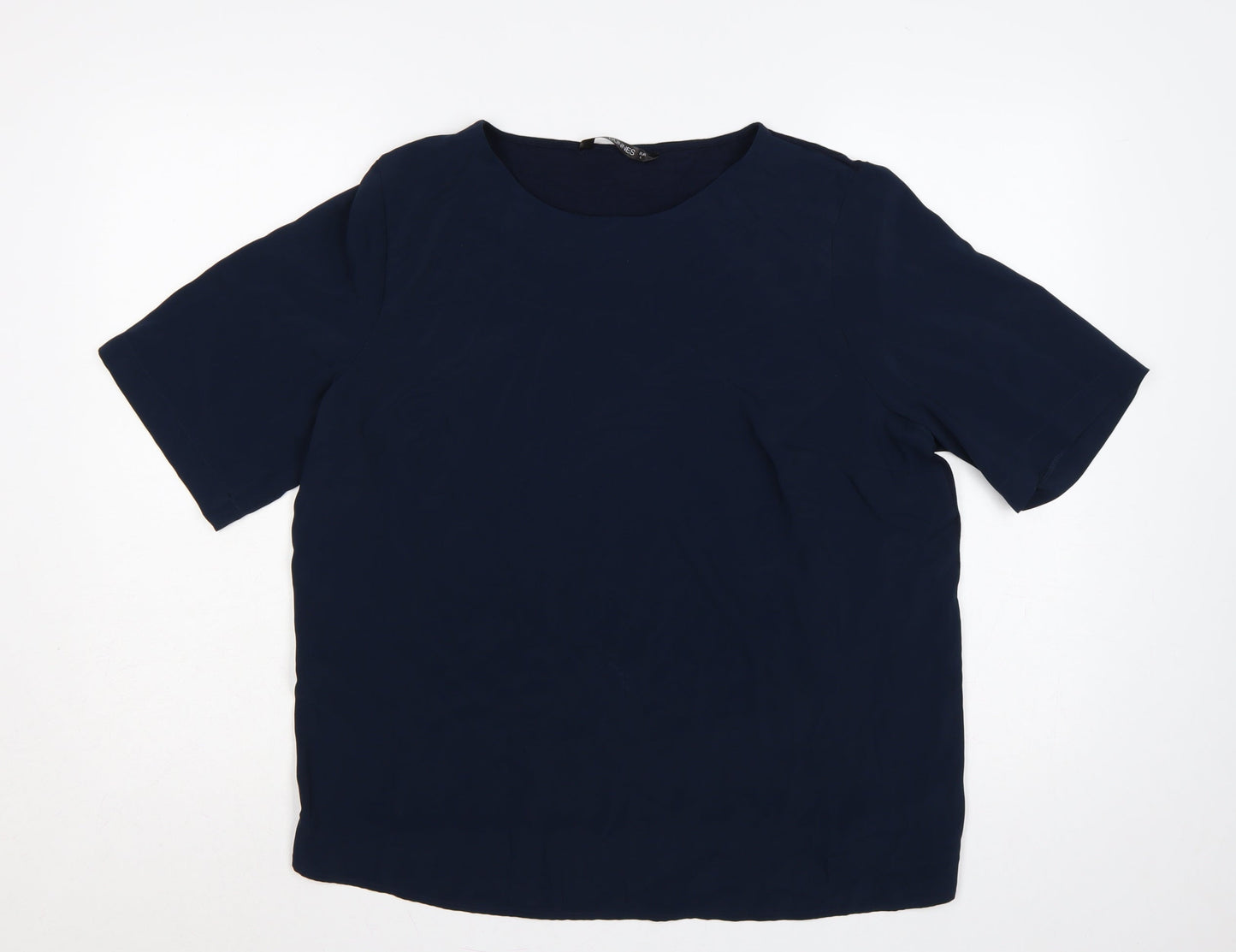 Dunnes Stores Women Blue UK 16 Basic Short Sleeve Round Neck Blouse