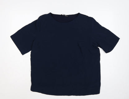 Dunnes Stores Women Blue UK 16 Basic Short Sleeve Round Neck Blouse