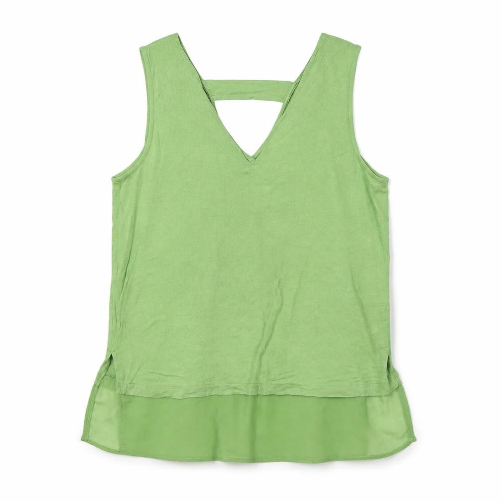 Next Women Green UK 14 Camisole V-Neck Layered Jersey Blouse