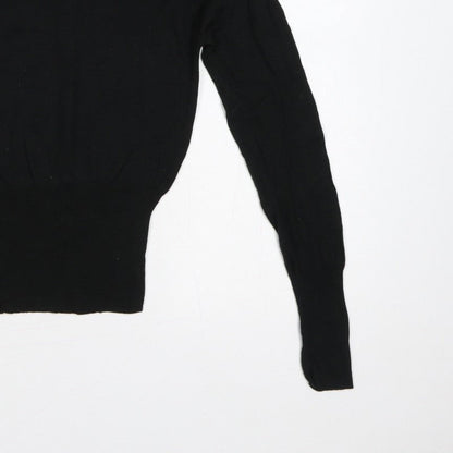 Brave Soul Women Black UK 10 Embellished Shoulder Crew Neck Knit Jumper