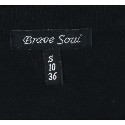 Brave Soul Women Black UK 10 Embellished Shoulder Crew Neck Knit Jumper