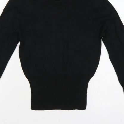 Brave Soul Women Black UK 10 Embellished Shoulder Crew Neck Knit Jumper