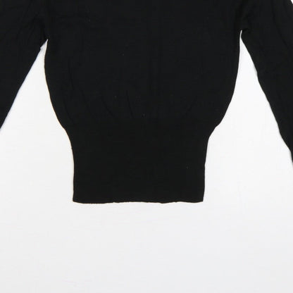 Brave Soul Women Black UK 10 Embellished Shoulder Crew Neck Knit Jumper