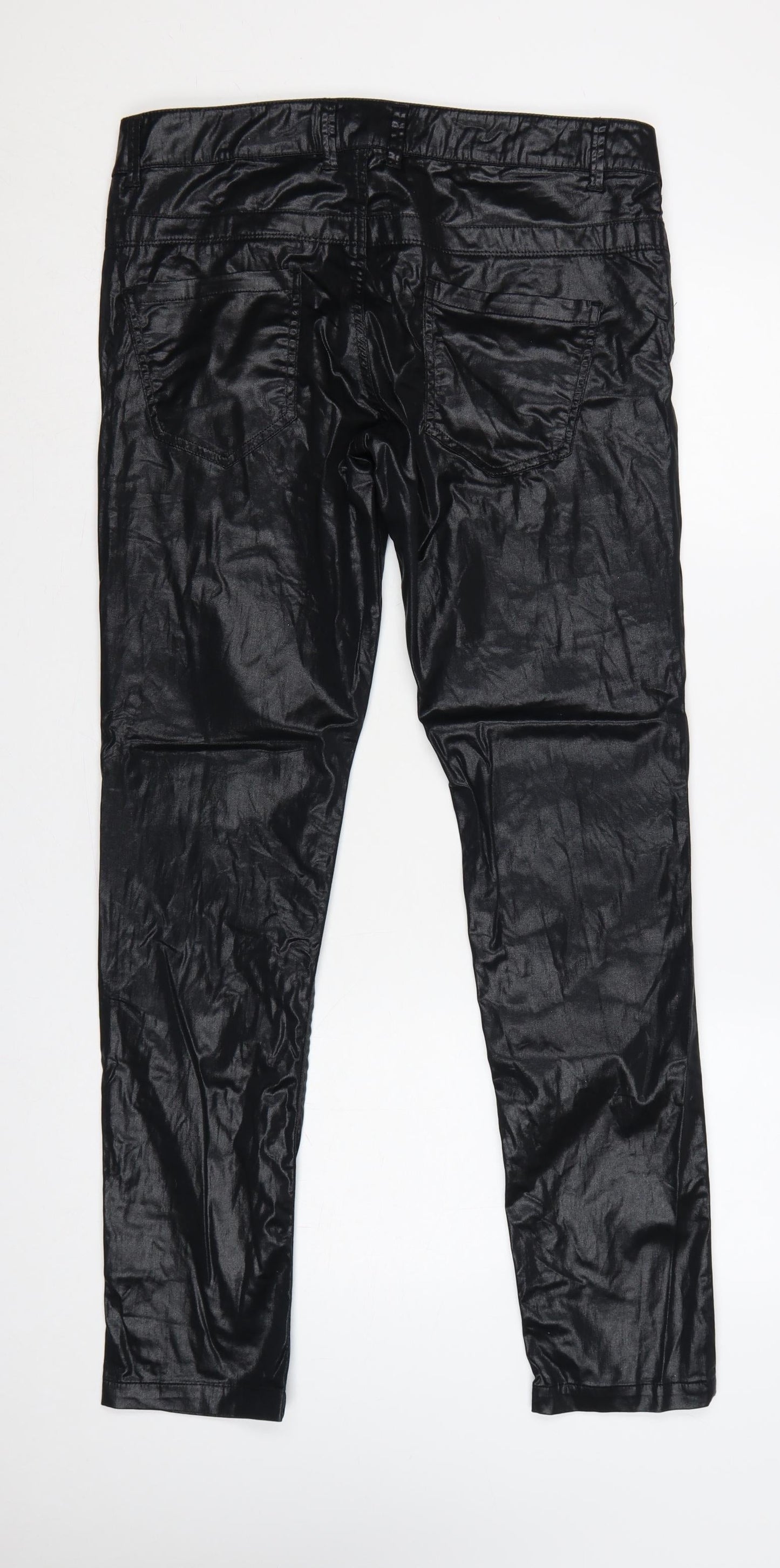 Next Women Black Size 14 Tall Sexy Skinny Coated Cotton Jeggings
