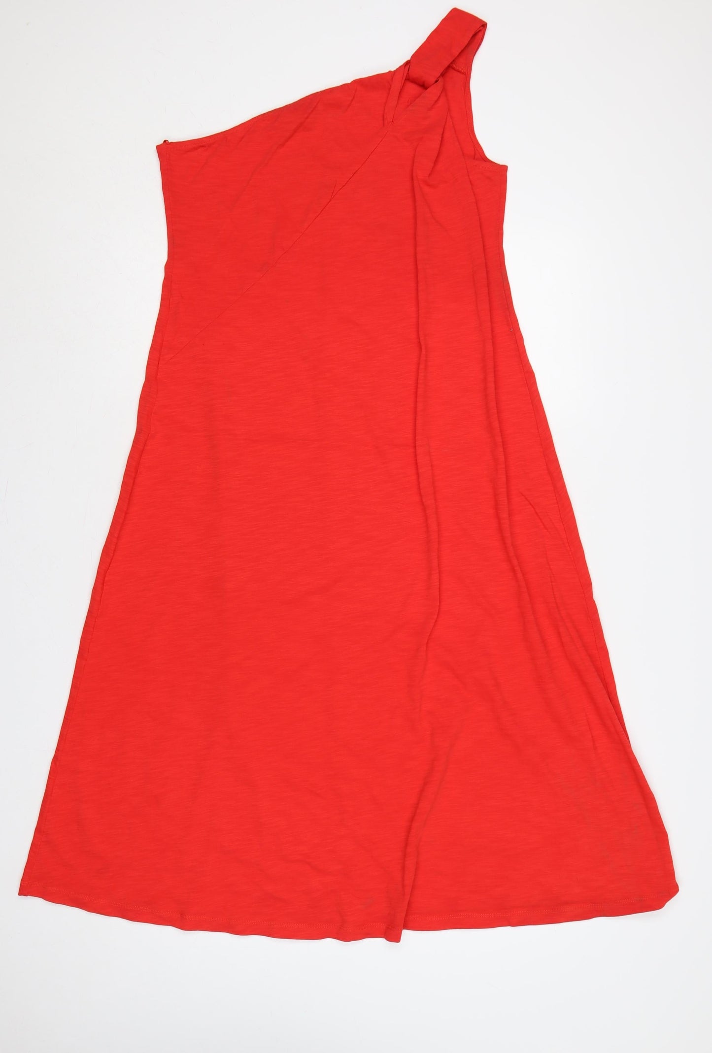 Marks and Spencer Women Red UK 14 One Shoulder Cotton Jersey Maxi Dress