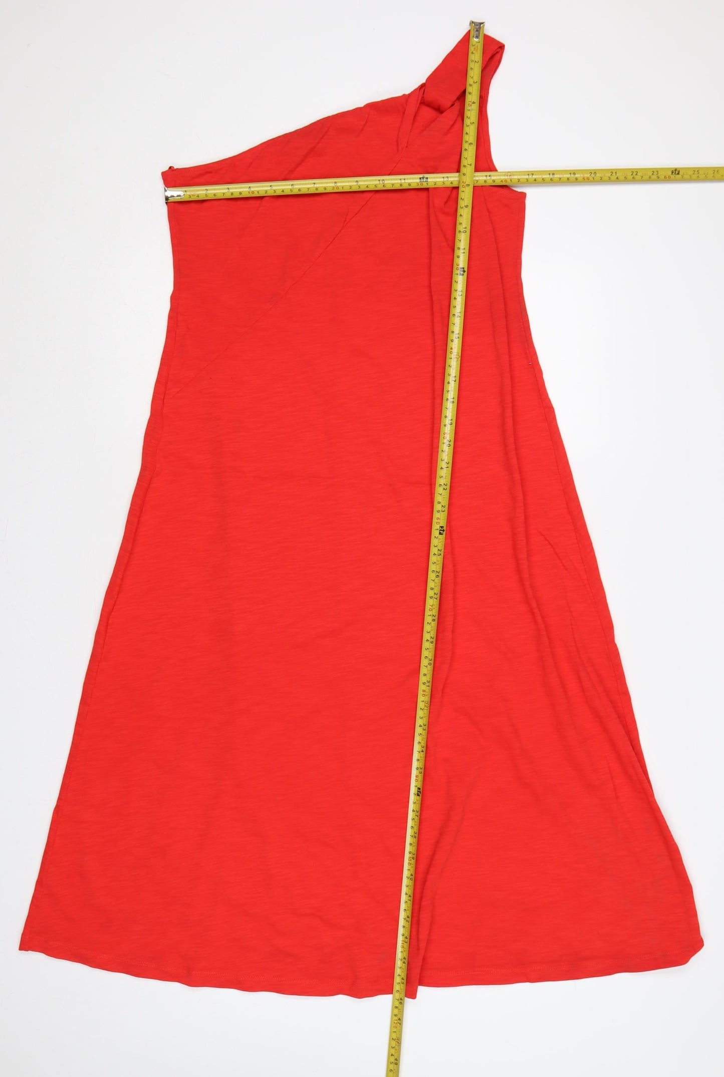 Marks and Spencer Women Red UK 14 One Shoulder Cotton Jersey Maxi Dress
