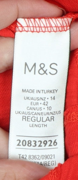 Marks and Spencer Women Red UK 14 One Shoulder Cotton Jersey Maxi Dress