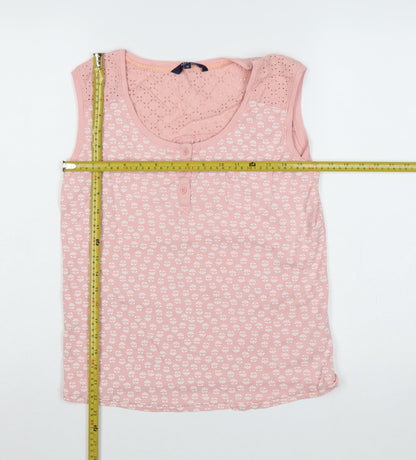 Maine New England Women’s Pink Size 16 Floral Eyelet Button Tank Top