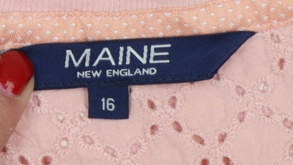Maine New England Women’s Pink Size 16 Floral Eyelet Button Tank Top