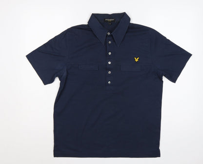 Lyle & Scott Mens Blue L Short Sleeve Eagle Logo Polo Shirt