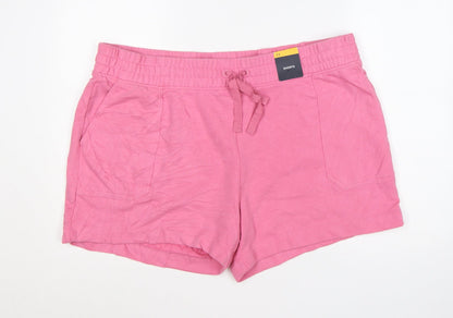 Marks & Spencer Women Pink UK 24 Sweat Shorts Cotton Drawstring Pockets