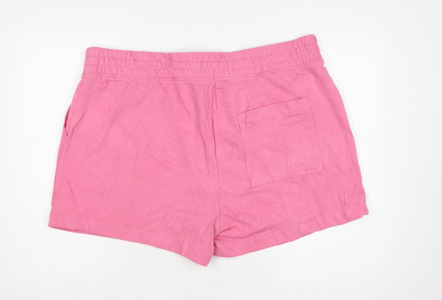 Marks & Spencer Women Pink UK 24 Sweat Shorts Cotton Drawstring Pockets