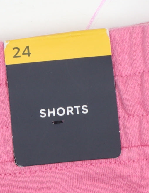 Marks & Spencer Women Pink UK 24 Sweat Shorts Cotton Drawstring Pockets