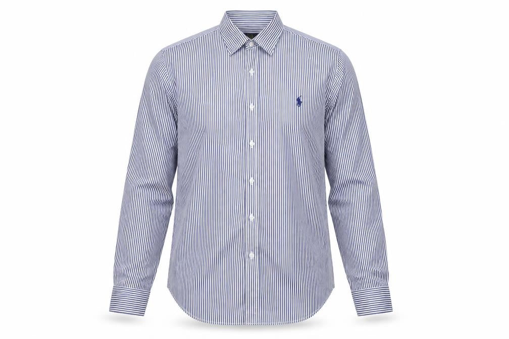 Polo Ralph Lauren Men’s Blue Stripe Cotton Shirt 15.5 Point Collar
