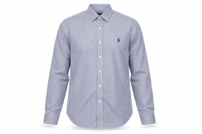 Polo Ralph Lauren Men’s Blue Stripe Cotton Shirt 15.5 Point Collar