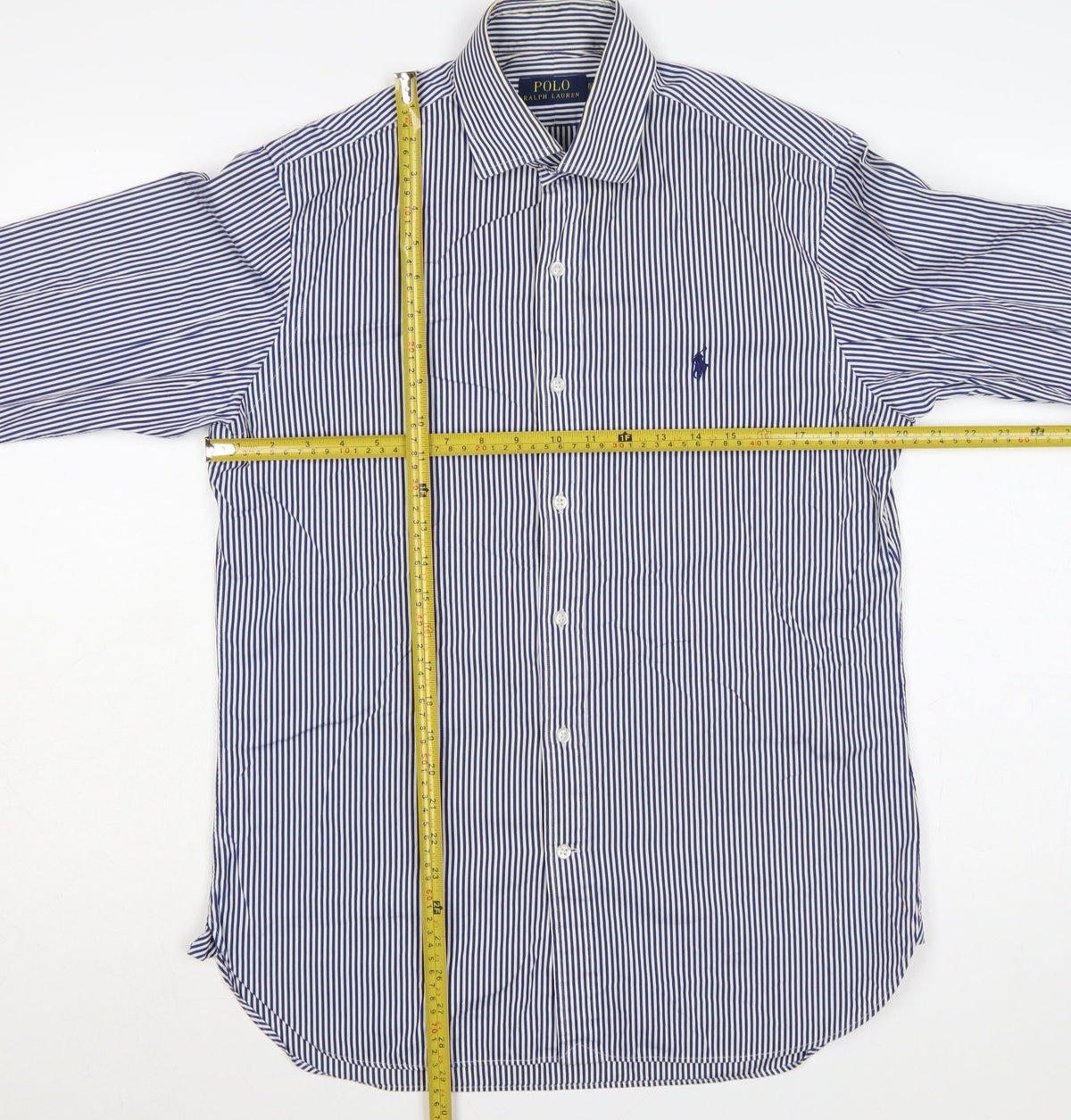 Polo Ralph Lauren Men’s Blue Stripe Cotton Shirt 15.5 Point Collar