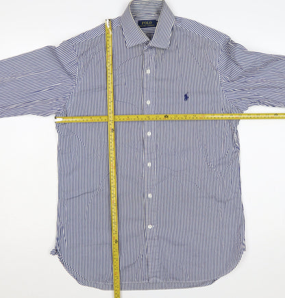 Polo Ralph Lauren Men’s Blue Stripe Cotton Shirt 15.5 Point Collar