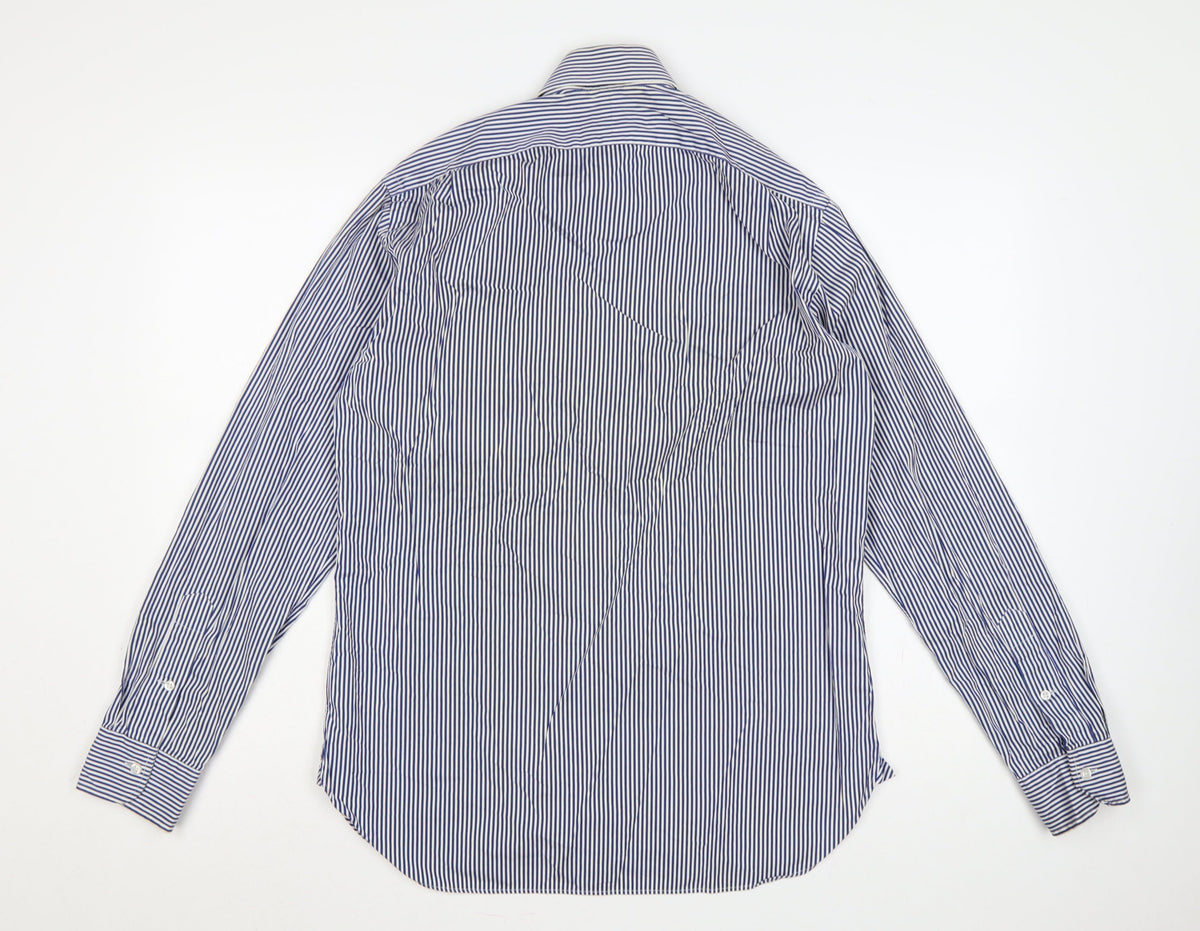 Polo Ralph Lauren Men’s Blue Stripe Cotton Shirt 15.5 Point Collar