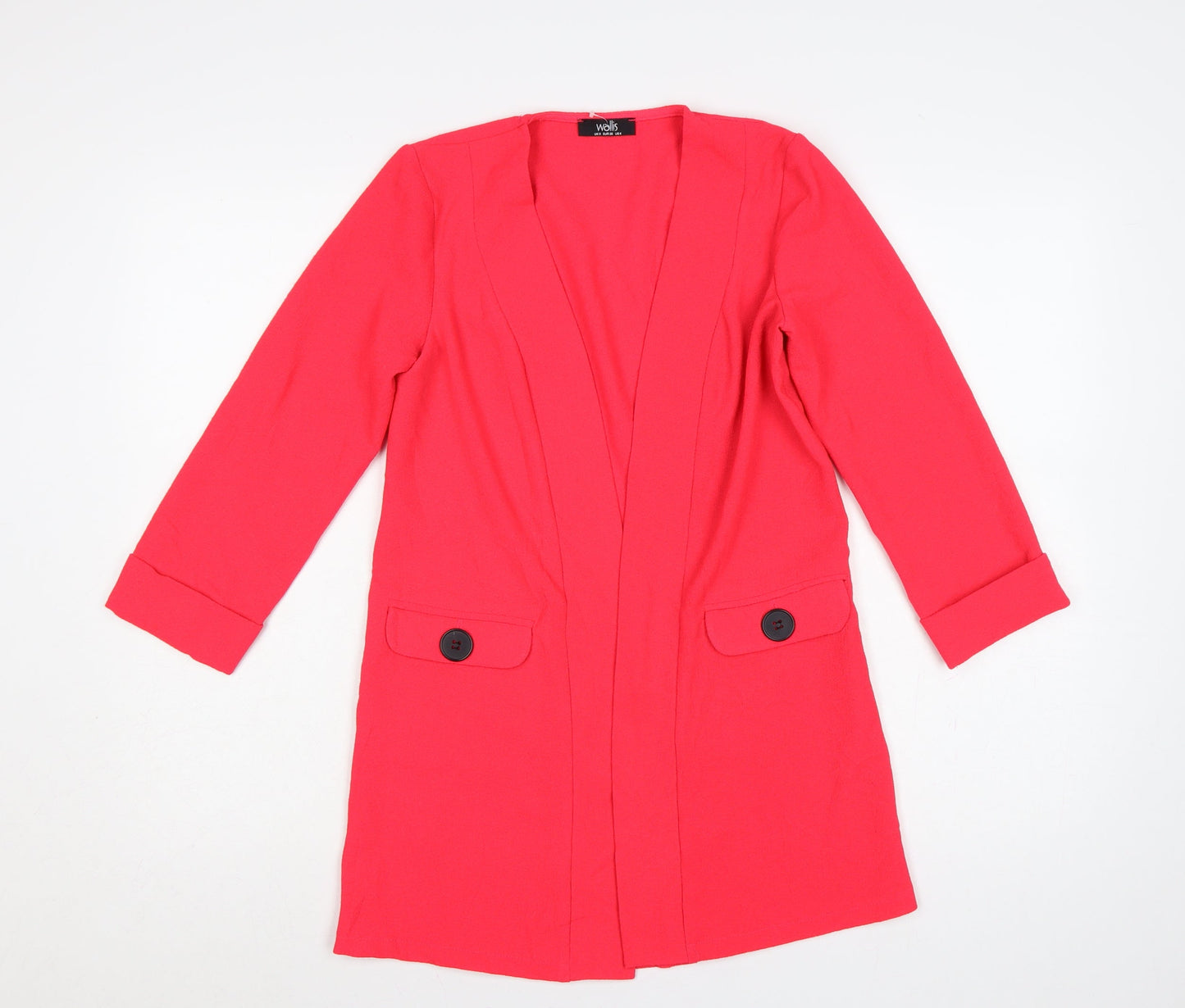 Wallis Women’s Red UK 8 Long Open Front Tailored Blazer Jacket